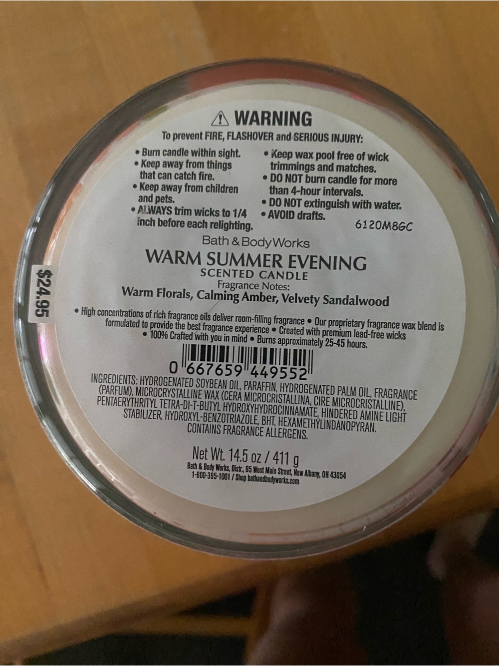 Bath and Body Works 3 Wick Candle-
Warm Summer Evening - Picture 6 of 6